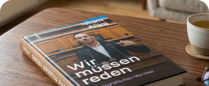 Das Buch «Wir müssen reden» liegt auf einem Holztisch.